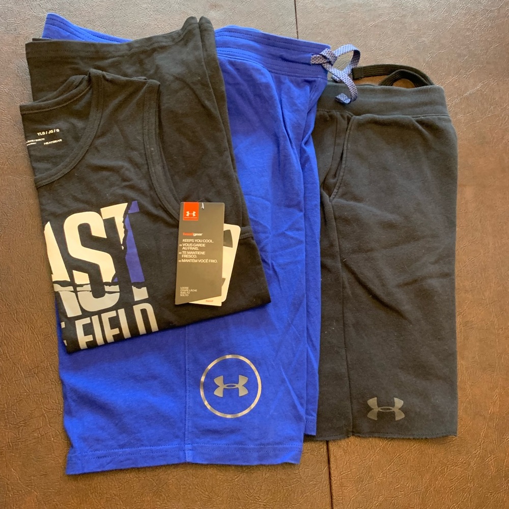 Lot of 3 Boy’s Under Armour Shorts/Tank Top -L/M